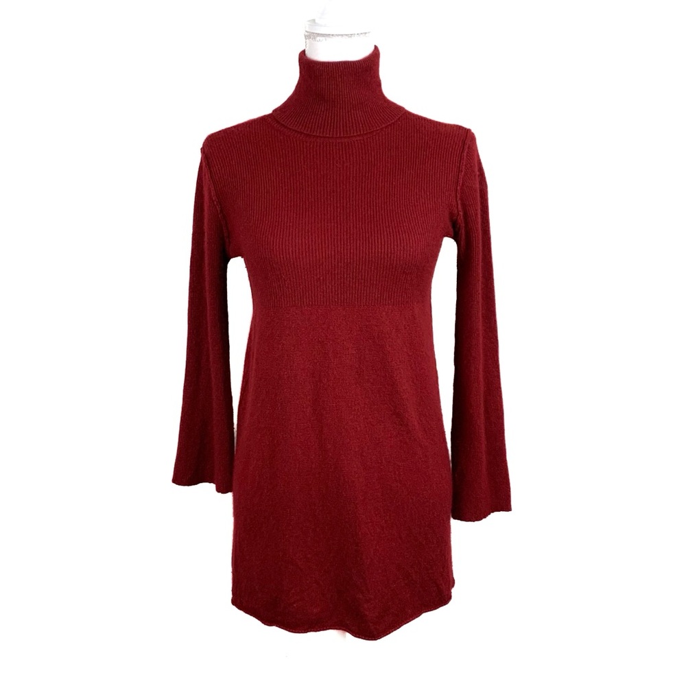 Vintage Soft Surroundings Turtleneck Sweater Tunic Size S Silk Cashmere Red